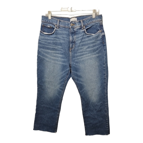 LOFT Denim - Loft Straight Crop Raw Hem Whiskered Faded Light Wash Jeans Size 10/30